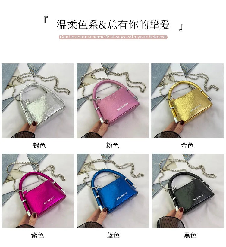 Luxury Women's Summer Mini Square Bag | Fashion HARD PU Leather Shoulder Crossbody Purse with Chain Detail Luxegan