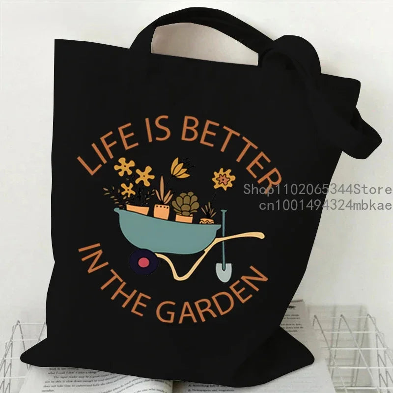 Soft Canvas Floral Cartoon Tote | Unisex Garden Print Shoulder Bag Luxegan