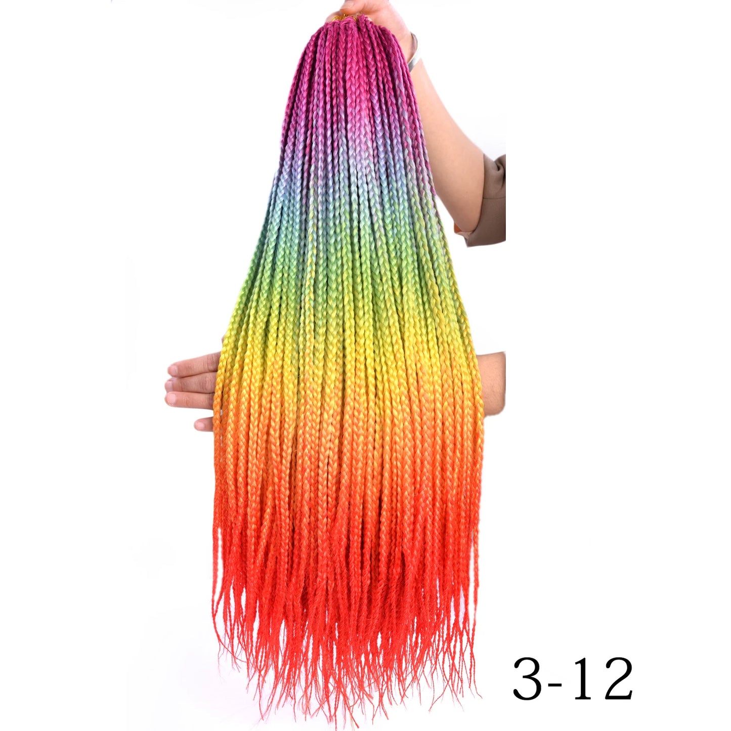 24-Inch Long Ombre Box Braids Crochet Hair - Pre-Looped Synthetic Braiding Hair Extensions - High Temperature Fiber 22 Strands/Pack Piano Color Crochet Braids for Women & Girls (27 Colors Available)