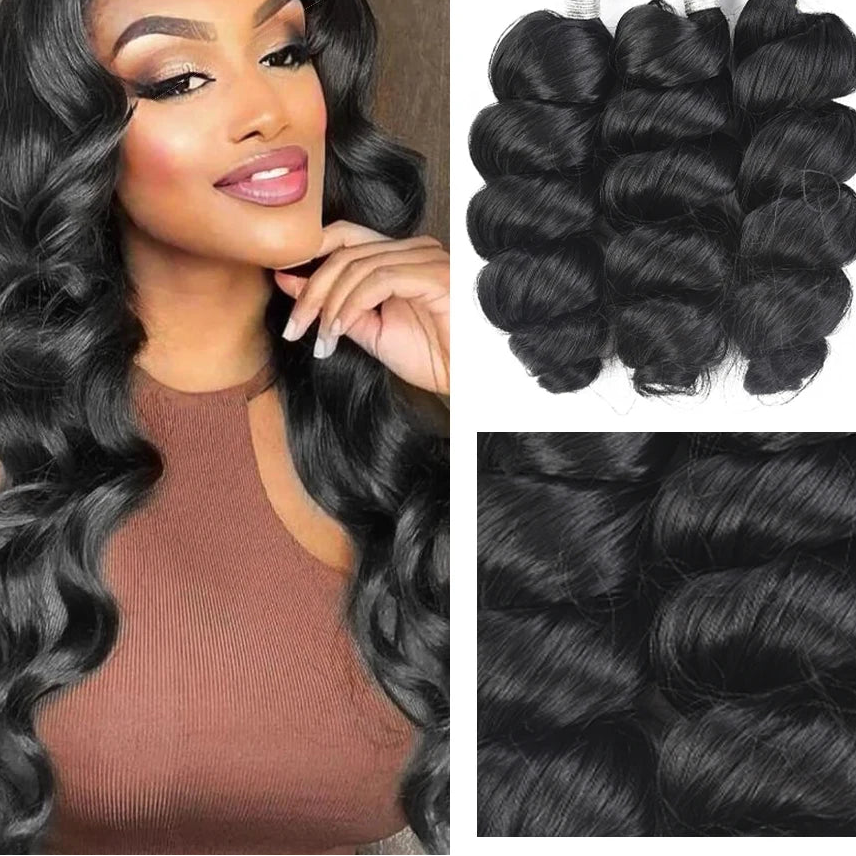 Loose Wave Hair Weave Bundles – Heat Resistant Synthetic Hair Extensions 18" to 24" Luxegan