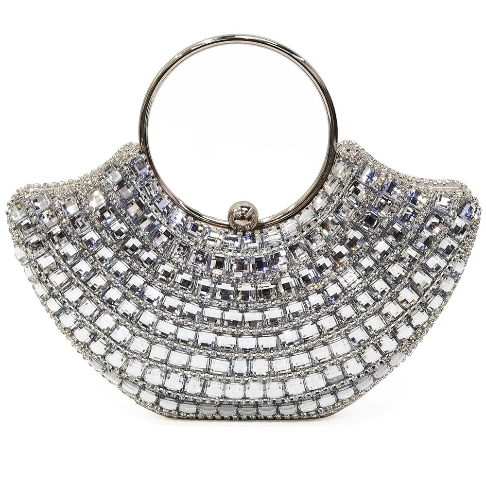 Women's Rhinestone Evening Clutch | Shoulder Chain & Full Diamond Design Handbag Luxegan