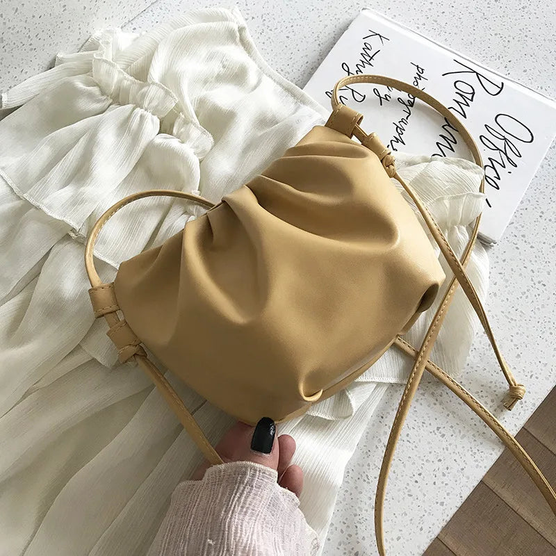 Fashion Women Shoulder Bag New Arrival Crossbody Bag Female | Solid Color Pleated Design Mini Zipper Cloud Bag for Girl (Сумка) Luxegan
