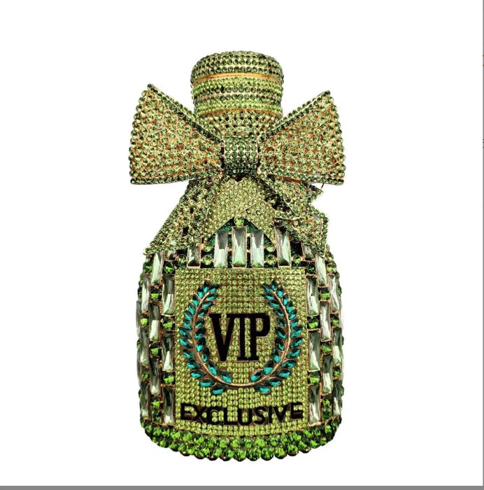 Women Rhinestones Clutch Purse Champagne Bottle Evening Bags Diamond Hard Metal Clutches Wedding Party Minaudiere Purses Luxegan
