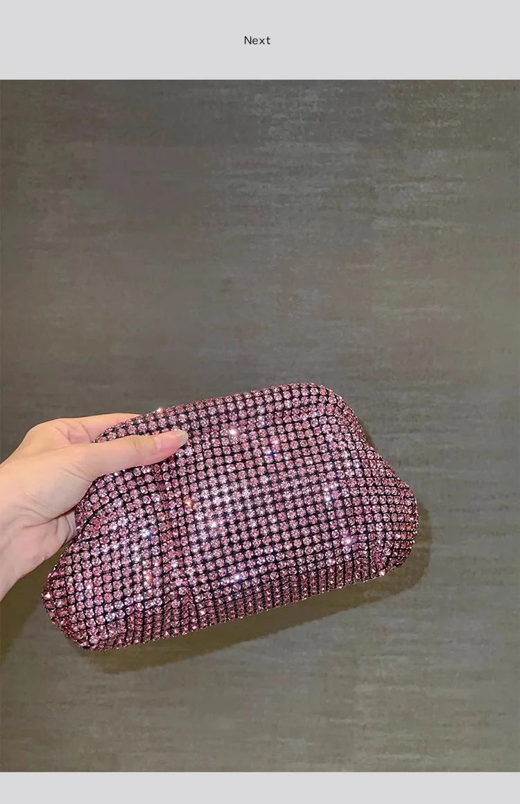 Luxury Glitter Cloud Bag Women's Handbag | Crystal Shiny Rhinestones Diamond Evening Bag (Wedding Party Clutch Purse Shoulder Bag) Luxegan