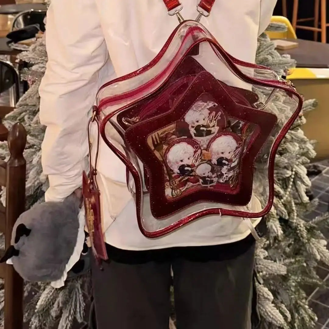 Star Red Crossbody Bags Ita Bag | Women Japanese Transparent Mini Backpacks | Ladies Sweet Cute Mochila Aesthetic Luxegan