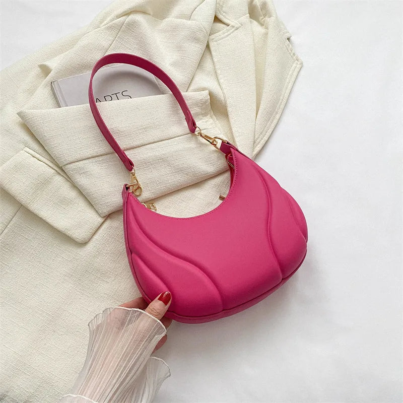 Y2K Retro Leather Hobo Bag | Soft Solid Color Shoulder & Crossbody Luxegan