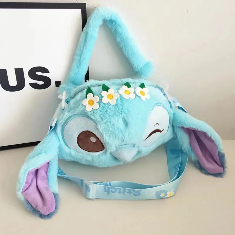 New Disney Cartoon Stitch Plush Backpack | Girls Cute Ins Shoulder Messenger Bag (Parent-Child Gift) Luxegan