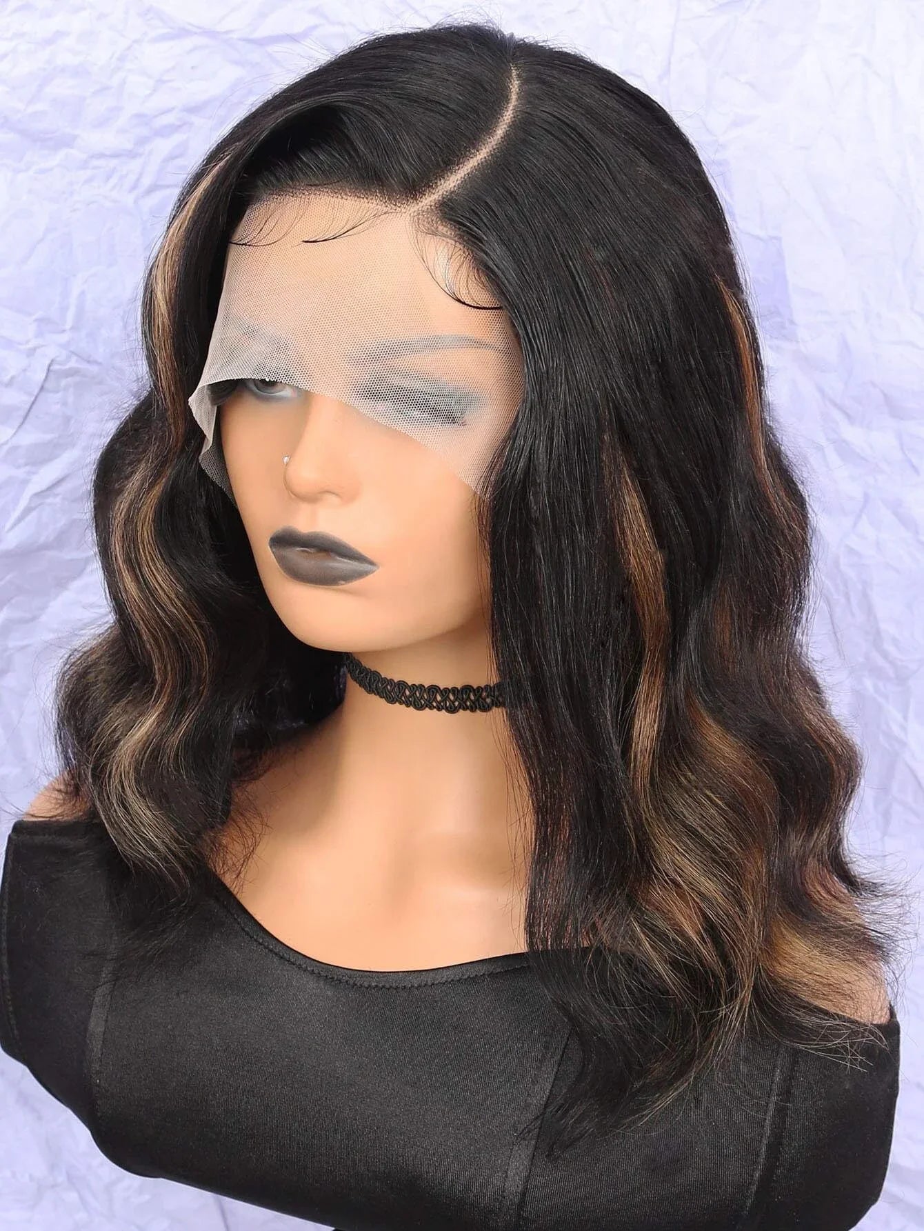High-Density Mixed #30 Body Wave Bob | Sophisticated 13x5x1 HD Transparent T-Part Lace | Elegant "Caramel Highlight" Brazilian Human Hair | "Dignified" 8–16 Inch Pre-Plucked Remy Wig for Radiant Versatile Styling Luxegan
