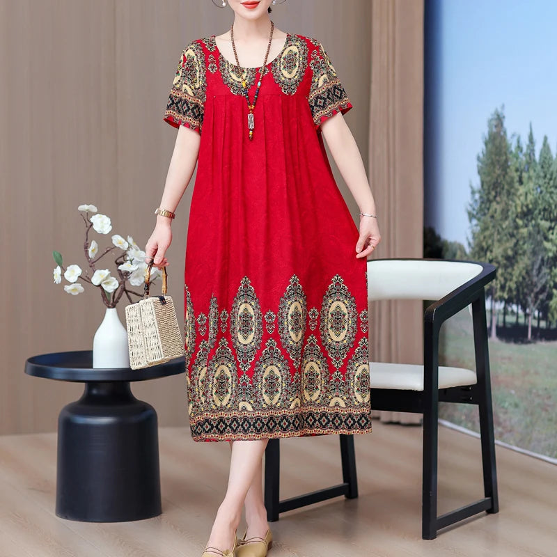 New 2025 Women Dress Female Casual short Sleeve cotton Dresses loose solid Vintage Sweet Clothing Vestidos  vestido verano