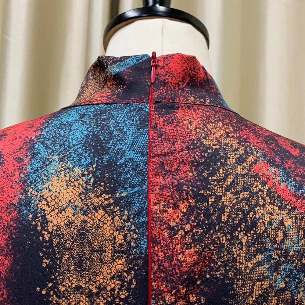 Elegant Vintage Dresses for Women Bow Collar Full Sleeve Belt Waisted A Line Mid Calf Birthday Party Dinner Vestidos Mujer Dress
