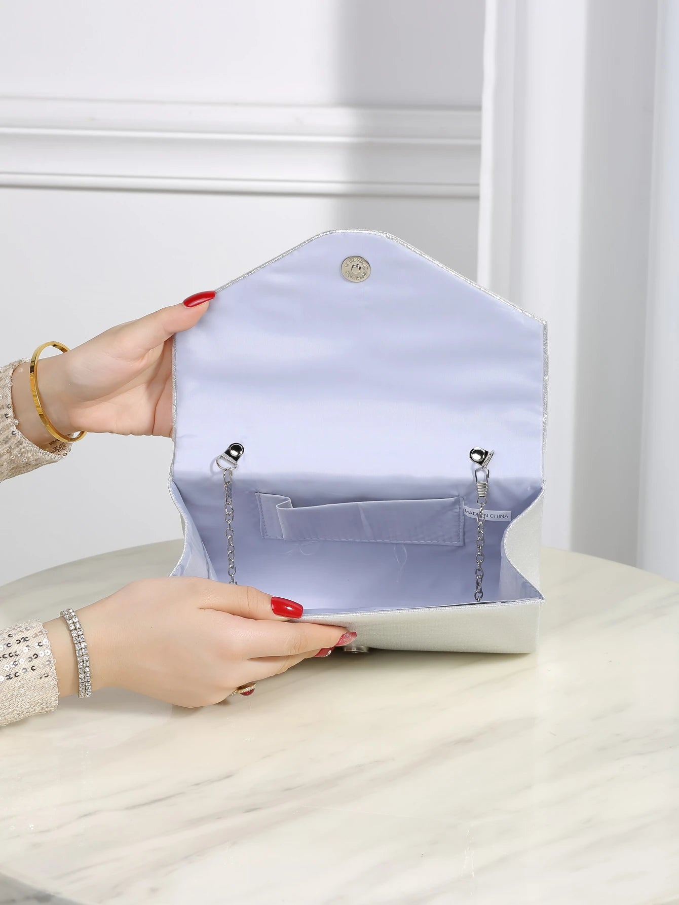 Luxury Evening Bag | Elegant & Quiet Luxurious Metal Trimmed Velvet Bag Luxegan