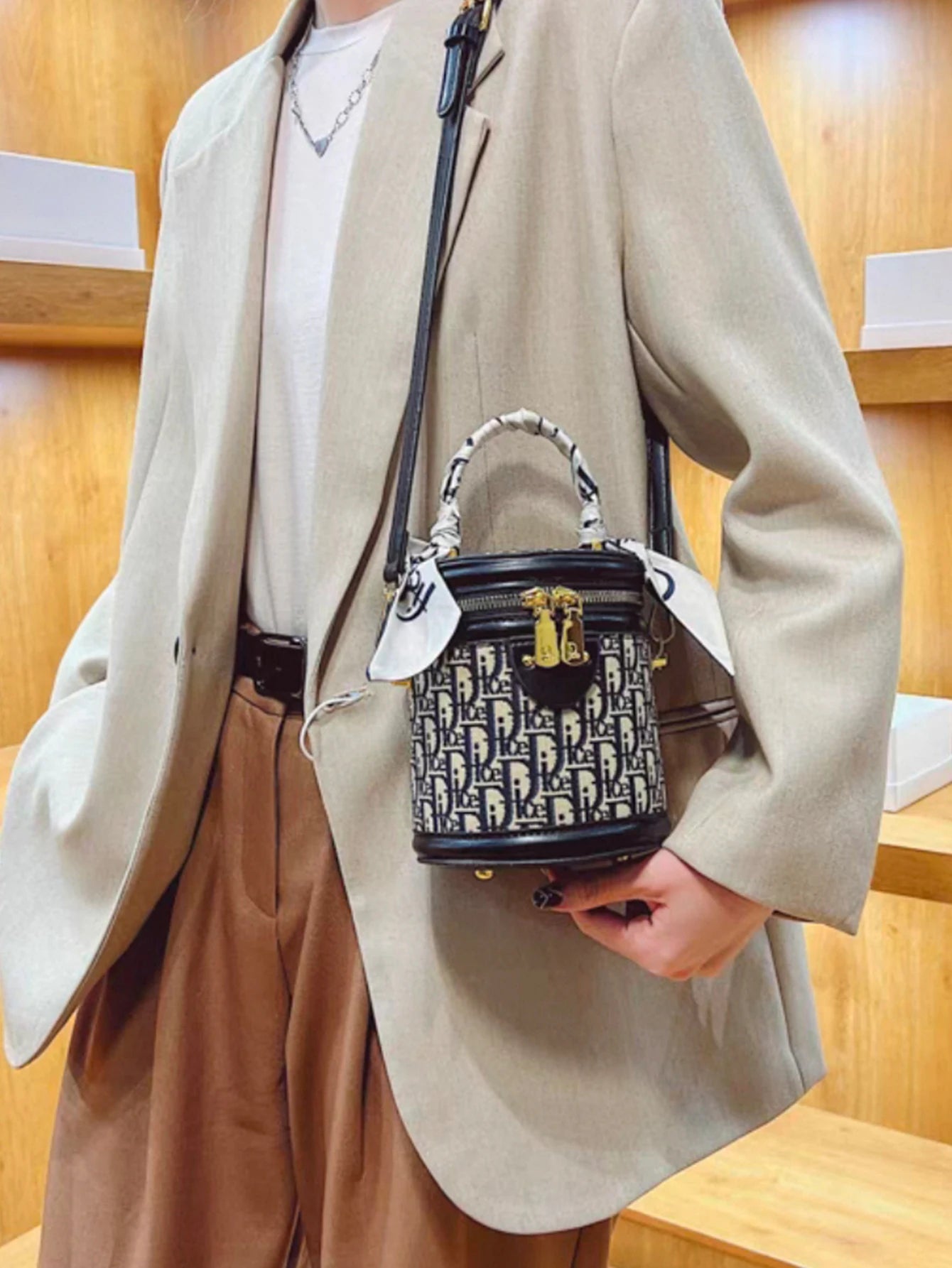 Lightweight Fabric Shoulder Bag | Letter Design & Detachable Strap Luxegan