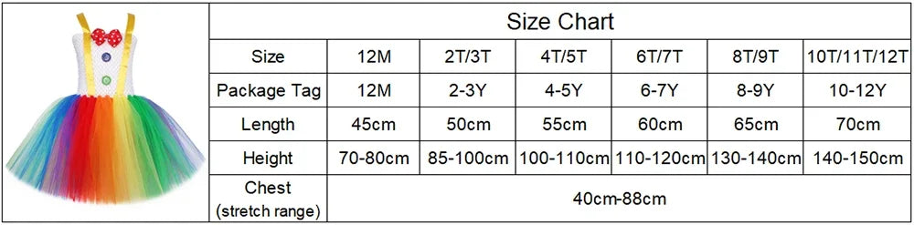 Funny Circus Clown Tutu Dress for Girls | Naughty Joker Cosplay Costume | Rainbow Patchwork Hand-Woven Carnival Party Ball Gown for Kids Luxegan