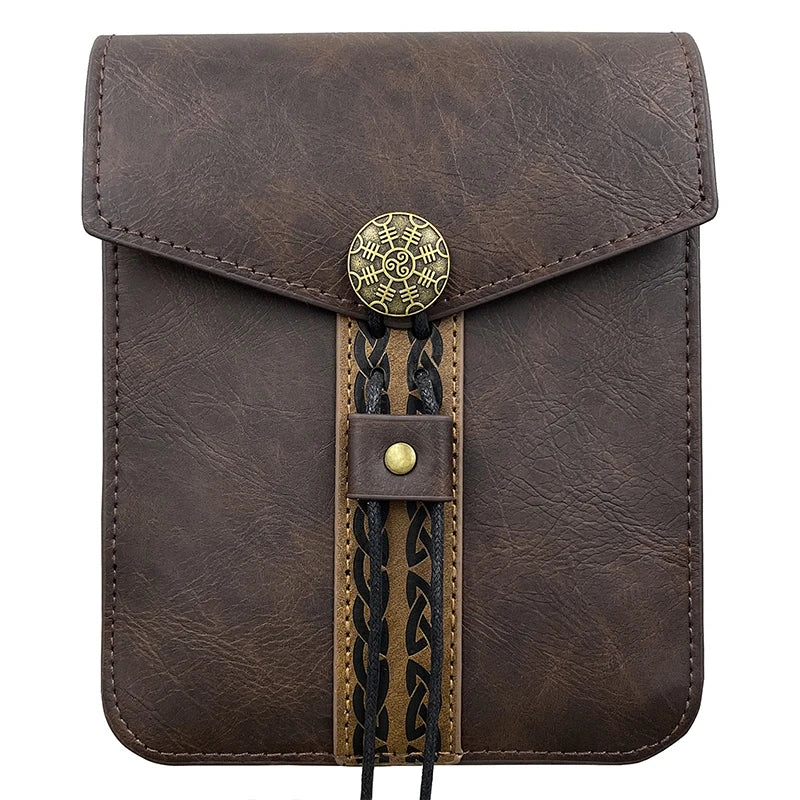 Bolso de cintura medieval Retro Punk, monedero portátil para hombres y mujeres, riñonera, hebilla de cuero estilo vikingo, bolso cuadrado, accesorios de disfraz