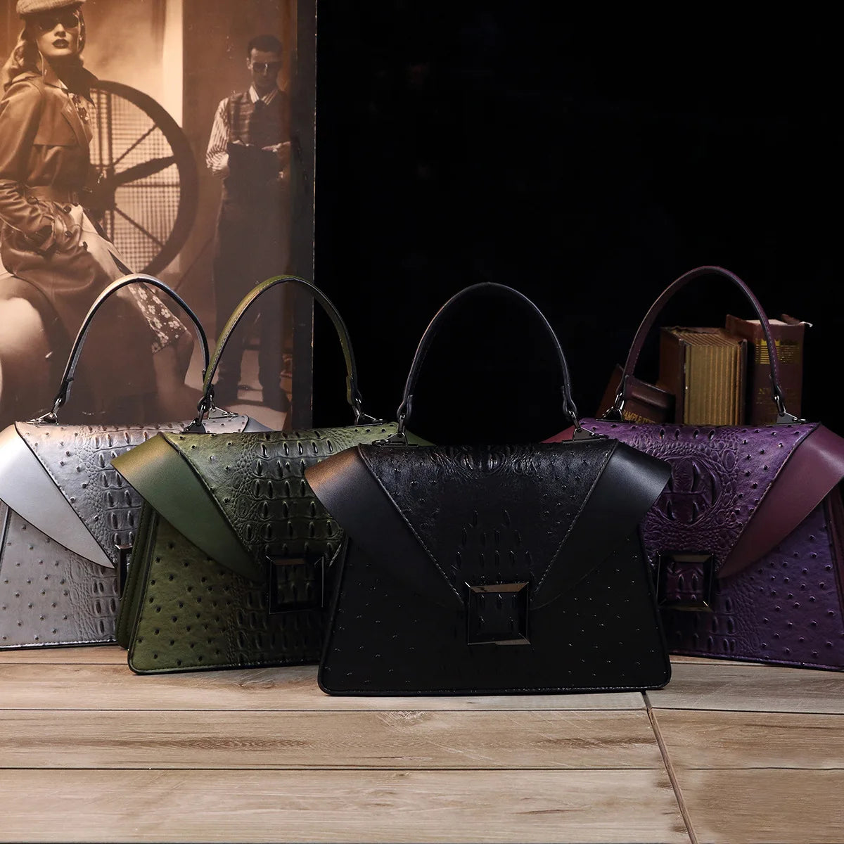 Luxury Designer Cowhide Handbag | High-Quality Crocodile Print Satchel | Premium Women's Single Shoulder & Crossbody Fashion Bag Luxegan