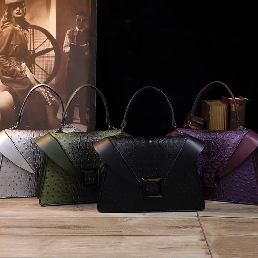 Luxury Designer Cowhide Handbag | High-Quality Crocodile Print Satchel | Premium Women's Single Shoulder & Crossbody Fashion Bag Luxegan