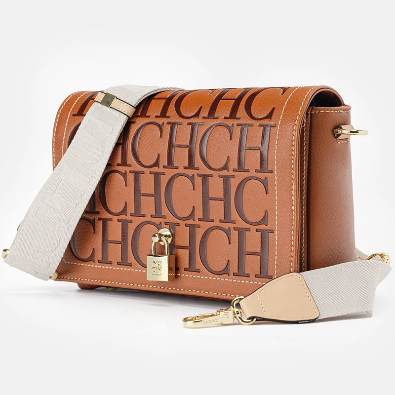 Elegant Letter Print Crossbody Bag | Niche Designer Satchel Luxegan