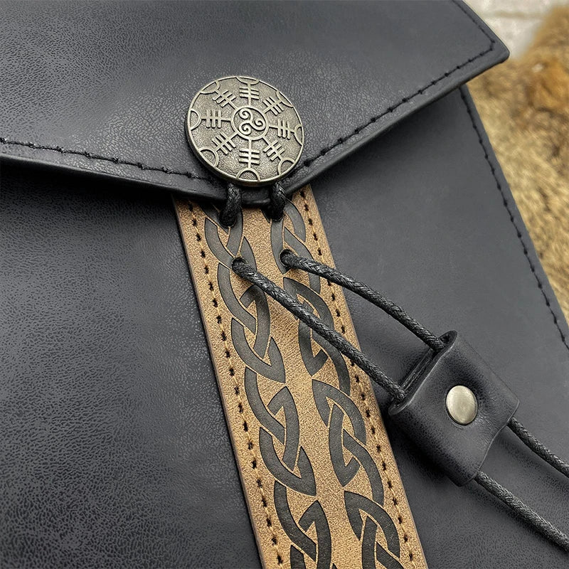 Bolso de cintura medieval Retro Punk, monedero portátil para hombres y mujeres, riñonera, hebilla de cuero estilo vikingo, bolso cuadrado, accesorios de disfraz