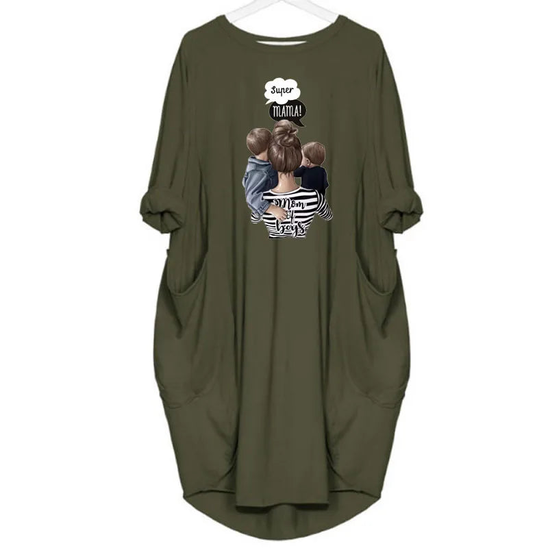 Women's Plus-Size Loose Long-Sleeved Dress | Casual Solid Color O-Neck Winter Pullover | Soft Knit Knee-Length Everyday Dress | Comfortable All-Season Basic Wardrobe Staple Luxegan