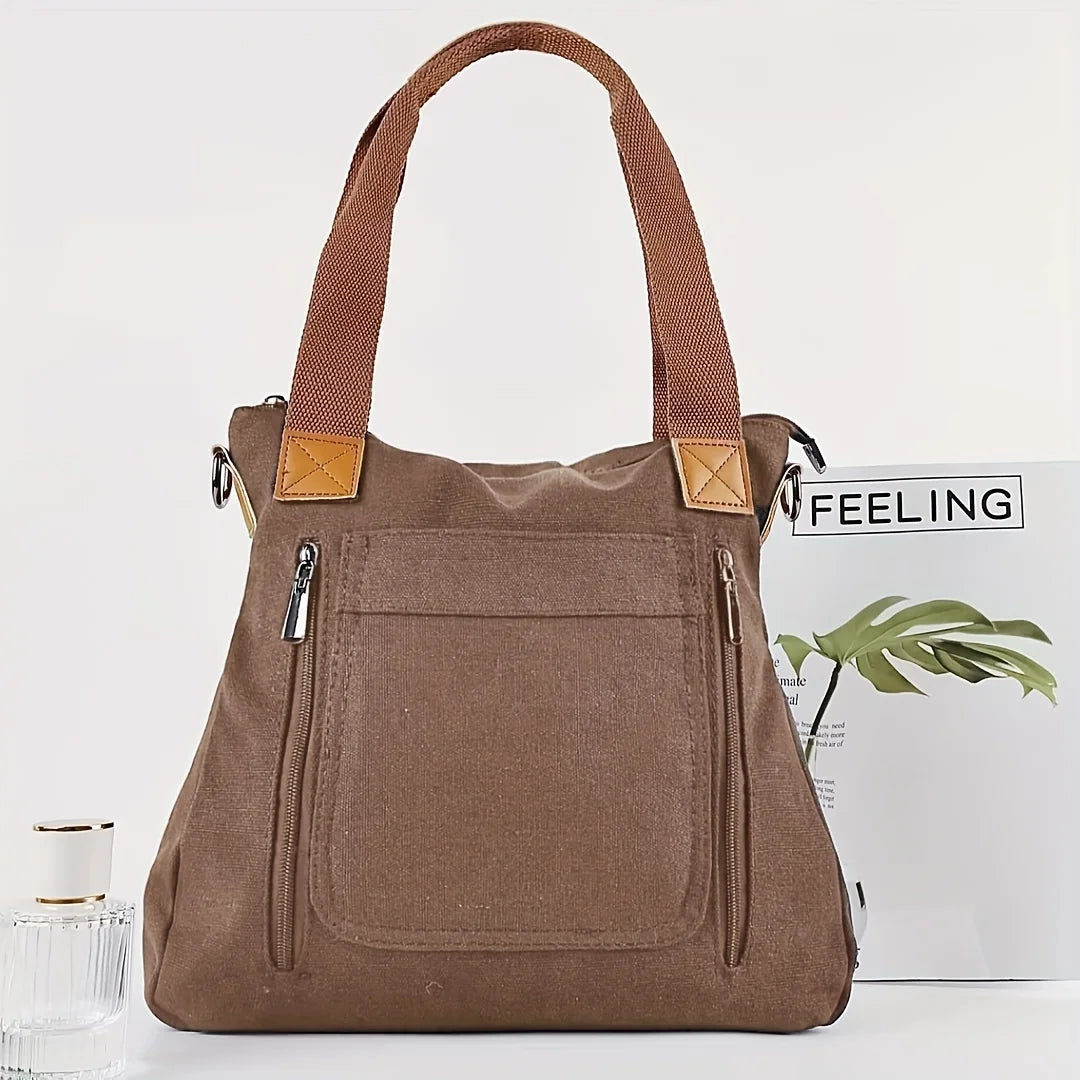 Canvas Large Capacity Casual Tote | Versatile Shoulder Crossbody Bag Luxegan