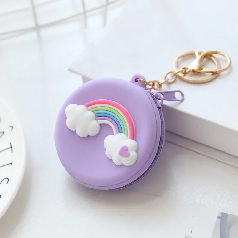 Cute Women Coin Wallet Pendant Keychain | Silicone Round Coins Bag Small Girls Key Bag | Mini Purse Kid Gift Luxegan