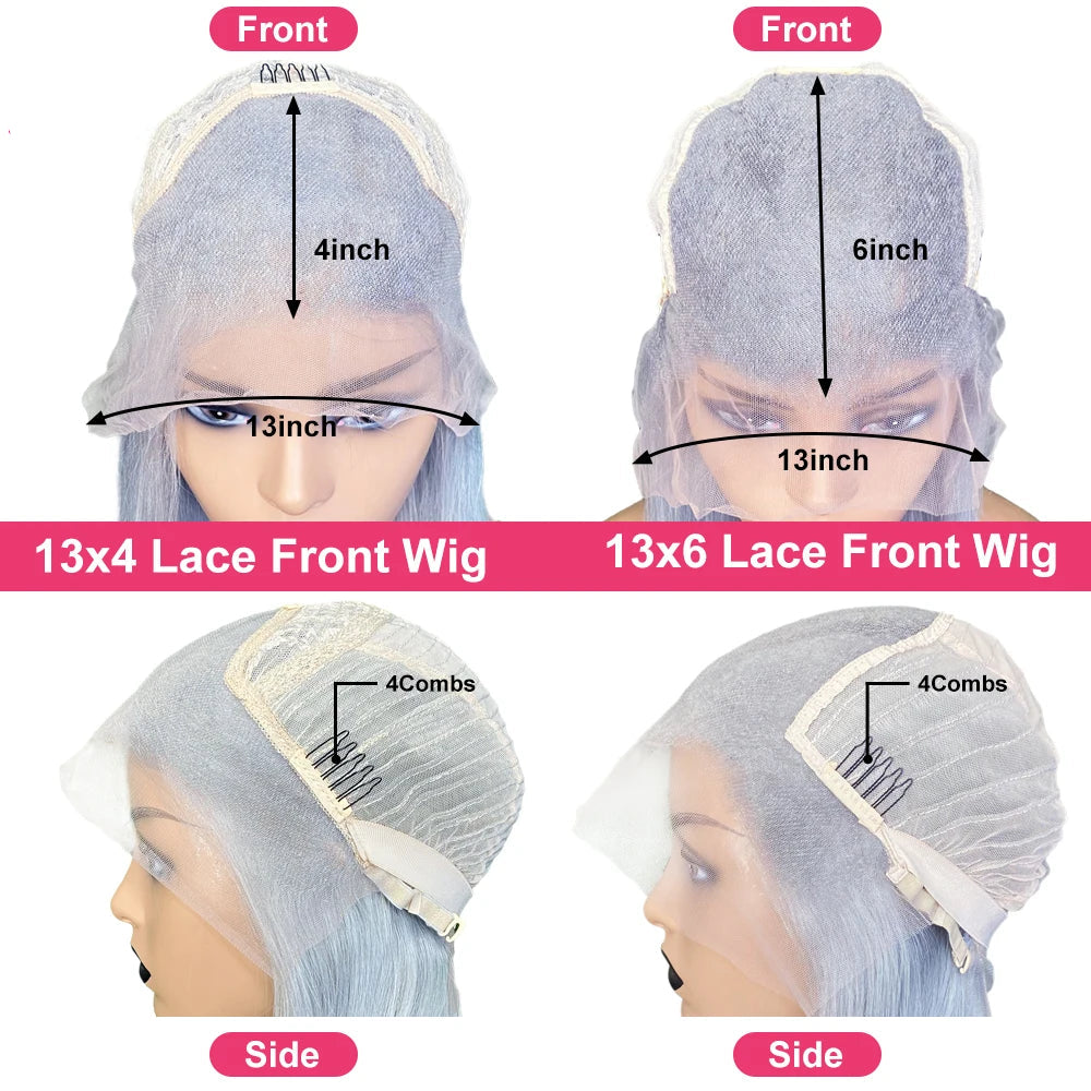#4/613 Ombre Blonde Lace Front Wig | High-Impact Black with Blue Custom Tone Option | 13x4 HD Transparent Swiss Lace Frontal Body Wave Human Hair Wig for Women Luxegan