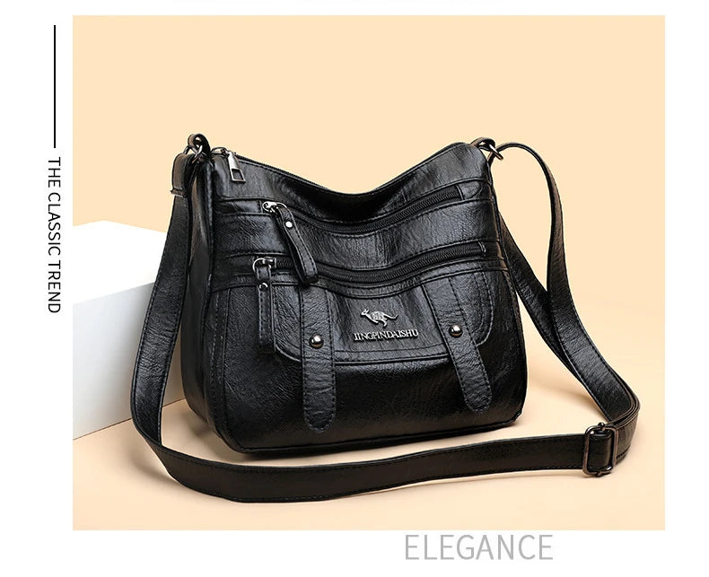 Soft Leather Mother Bag | Large Capacity Shoulder & Crossbody Bag Luxegan