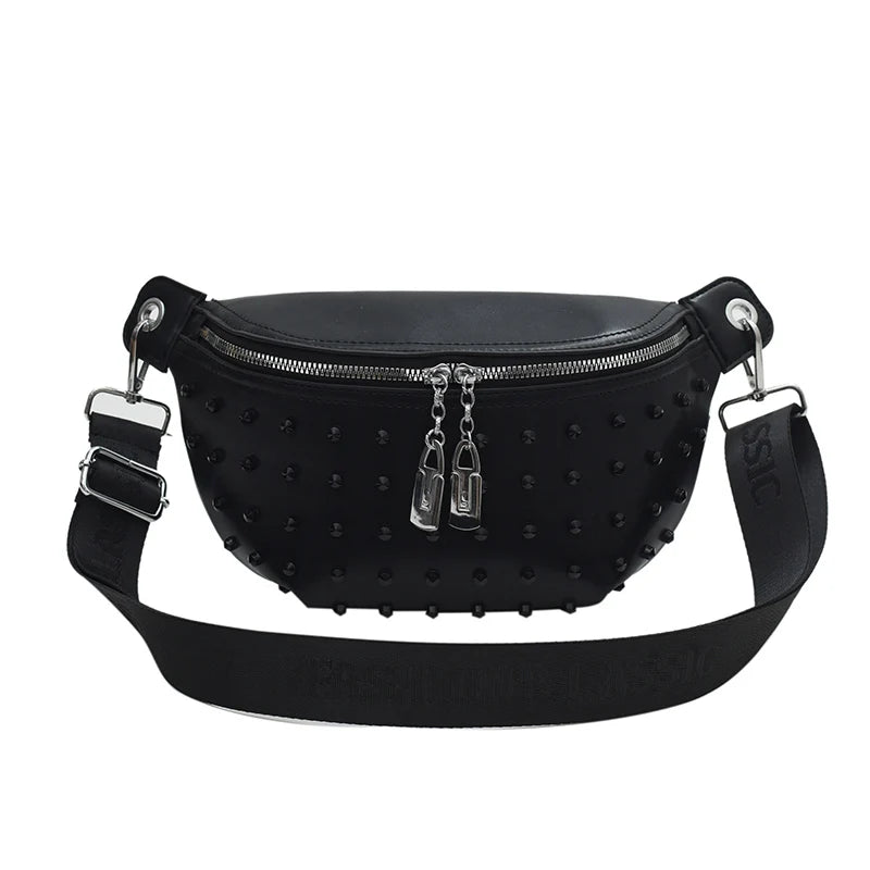 Fashion Rivet PU Leather Waist Bag | Trendy Female Chest & Crossbody Bag | High-Quality Ladies - view 4
