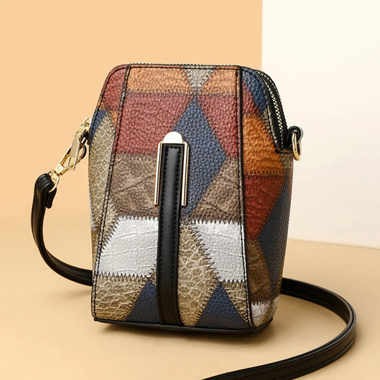 PU Leather Patchwork Shell Bag | Luxury Designer Small Crossbody Phone Purse Luxegan