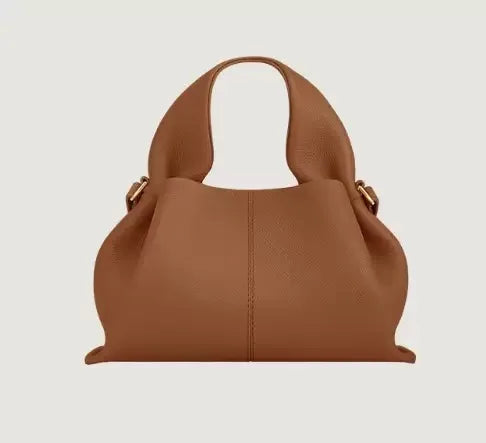 French Niche Design Leather Cloud Bag | Light Luxury Genuine Leather Handbag | Fashionable One-Shoulder Crossbody Hobo Bag for Women | Elegant Party & Casual Versatile Purse Luxegan