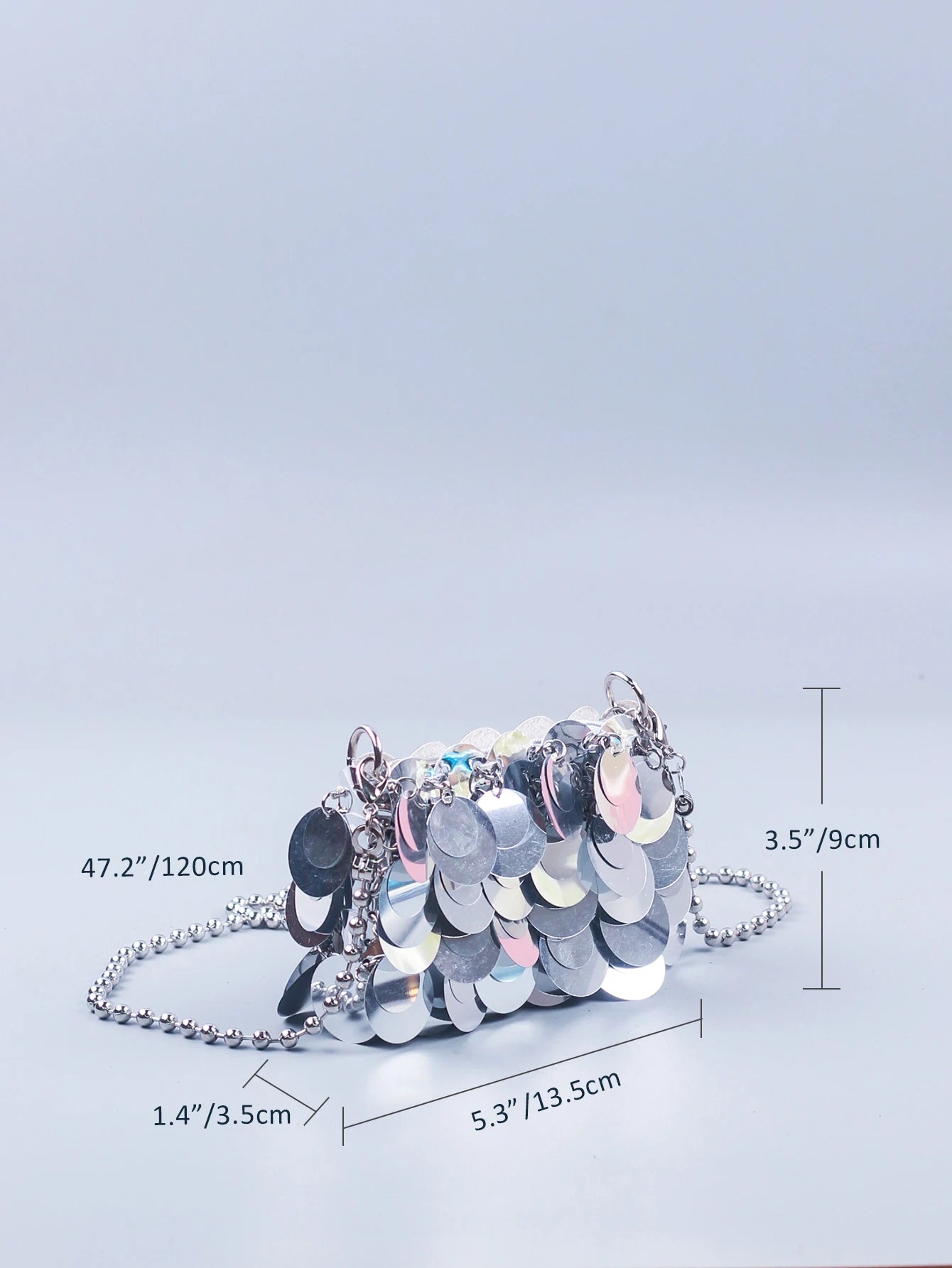 "Network Red" Style Shiny Slice Small Bag | Bling Bling Mobile Phone Purse with 120cm Chain | Fashion PVC One-Shoulder & Crossbody Bag Luxegan