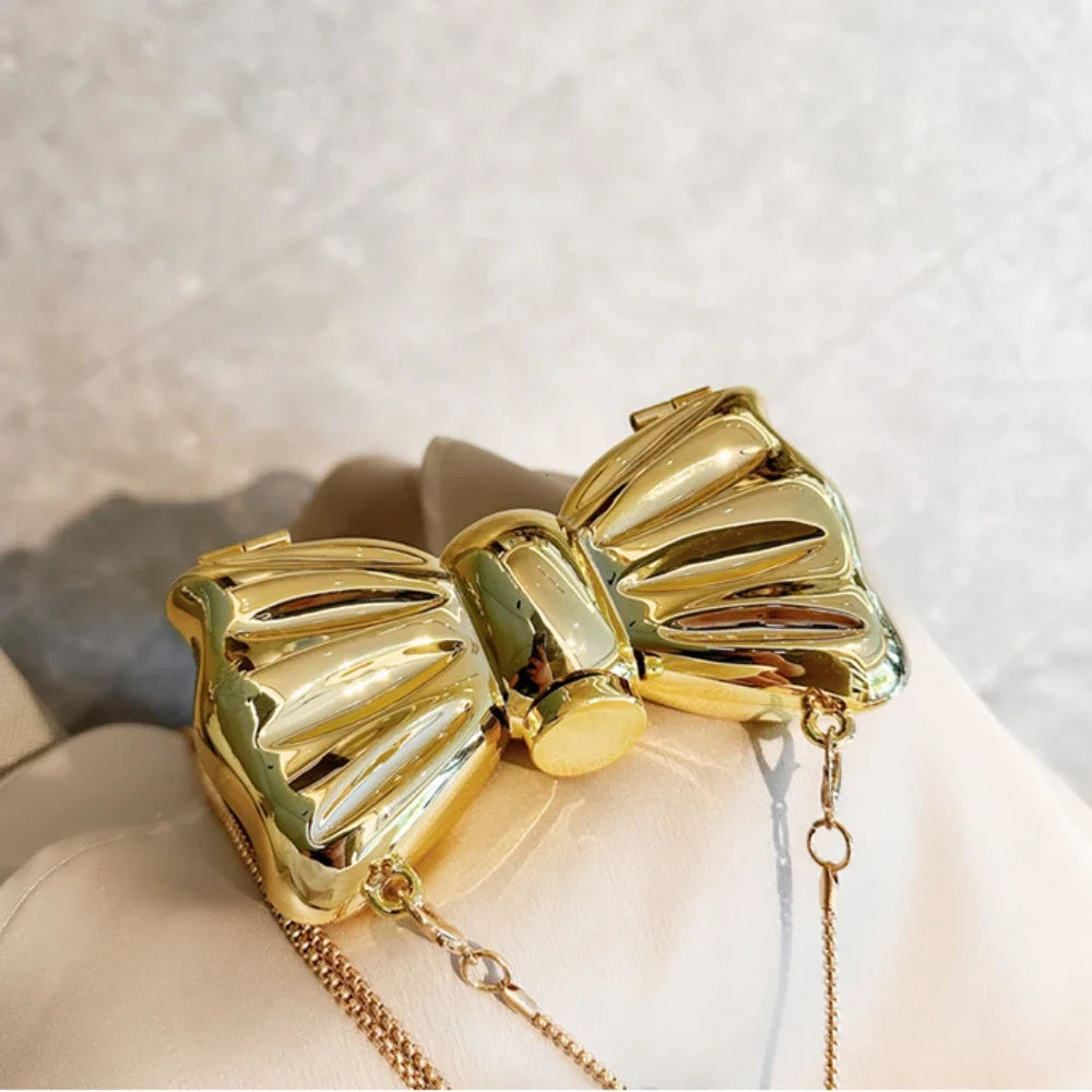 Golden Evening Bag | Luxury Designer Shoulder Bag & Round Acrylic Clutch Luxegan