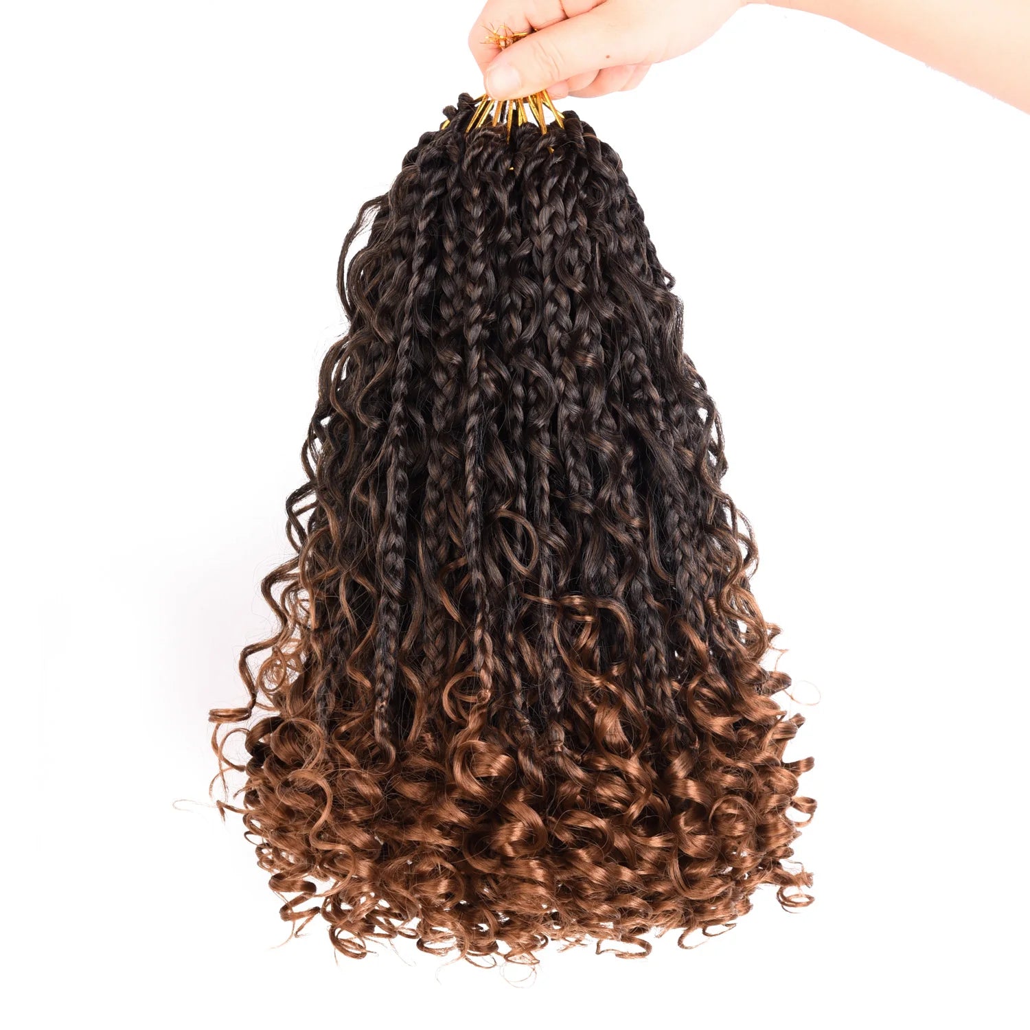 10" Bob Goddess Box Braids Crochet Hair | Boho Braids with Curls Luxegan
