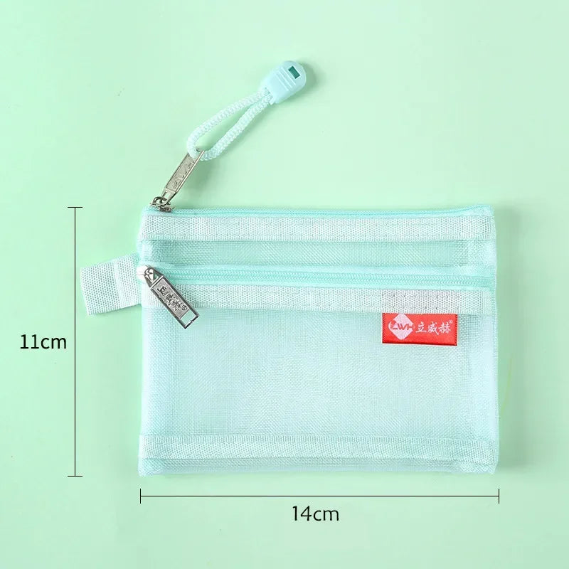 Bolsos cuadrados de nailon de doble capa con cremallera, monederos, carteras, tarjeteros para identificación bancaria y tarjetas de crédito, licencia B8, bolsas de almacenamiento con bolsillo