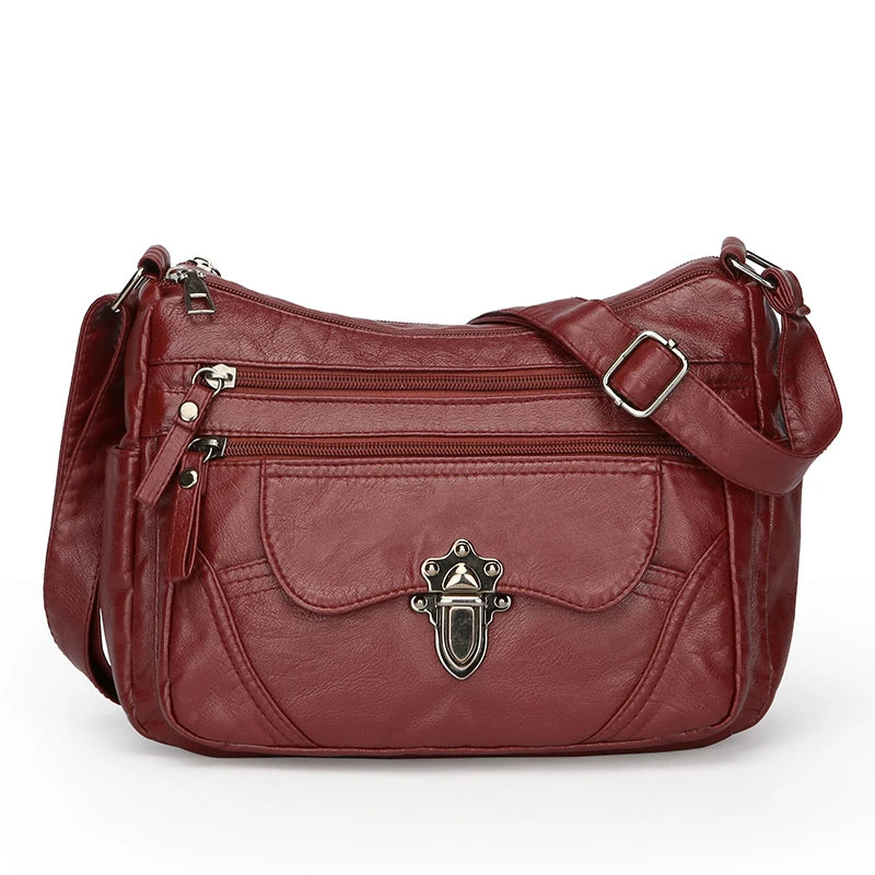 Retro Multi-Pocket PU Leather Handbags | Luxury Designer Shoulder Bag Luxegan