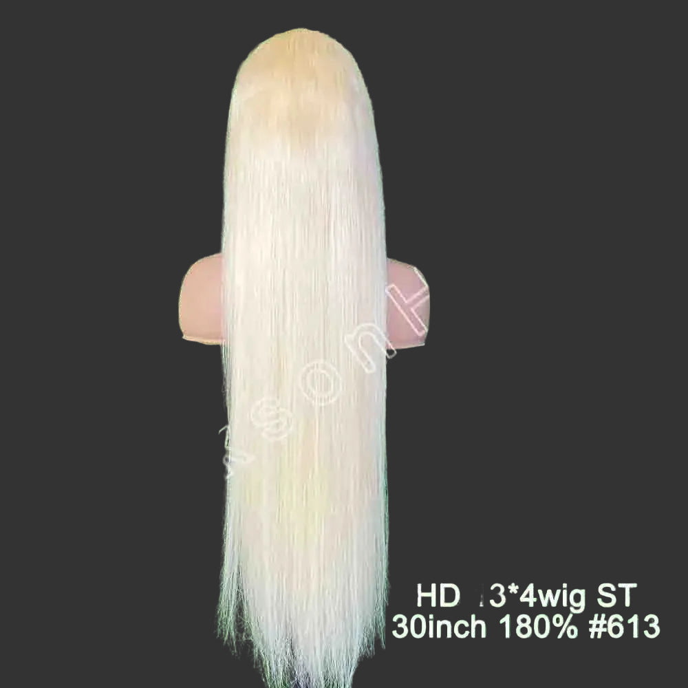 #60 Platinum Ash Blonde Lace Front Wig | 100% Brazilian Human Hair Glueless Wig | 13x4 & 13x6 HD Transparent Swiss Lace Frontal Body Wave Gown for Women Luxegan