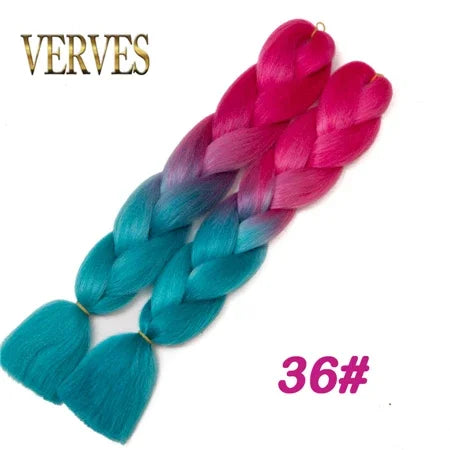 Synthetic Jumbo Braid Kanekalon Braiding Hair 24in | Ombre & Solid Colors | 100g