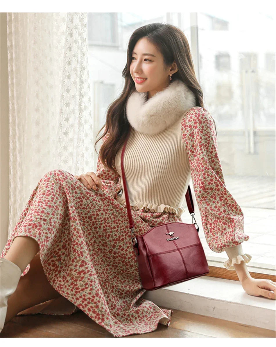 Soft Leather Print Crossbody Tote | Fashionable Flap Shoulder Bag Luxegan