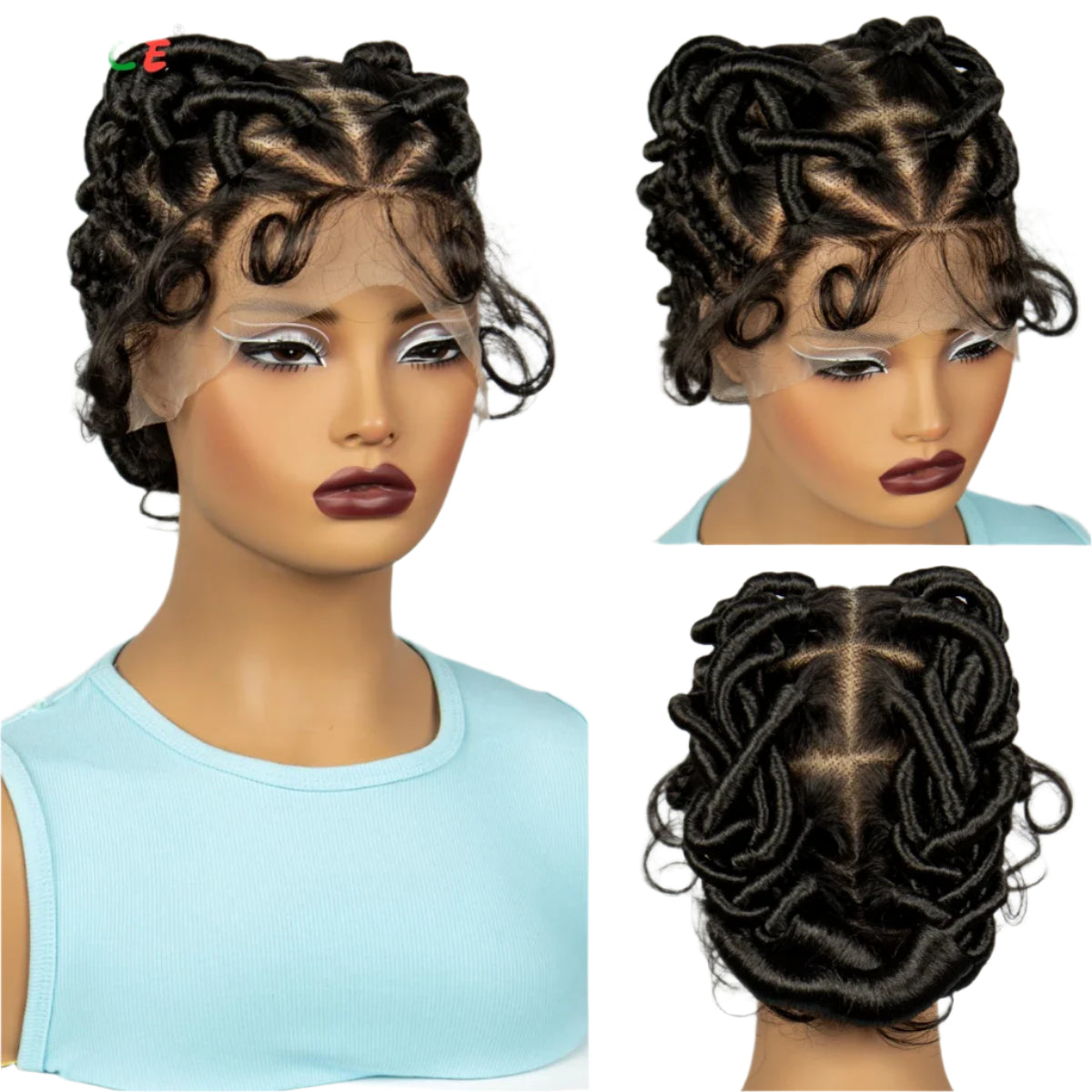  3-in-1 Handmade Bantu Braids Wig | Knotless Box & Faux Locs Options | Full Lace  Luxegan