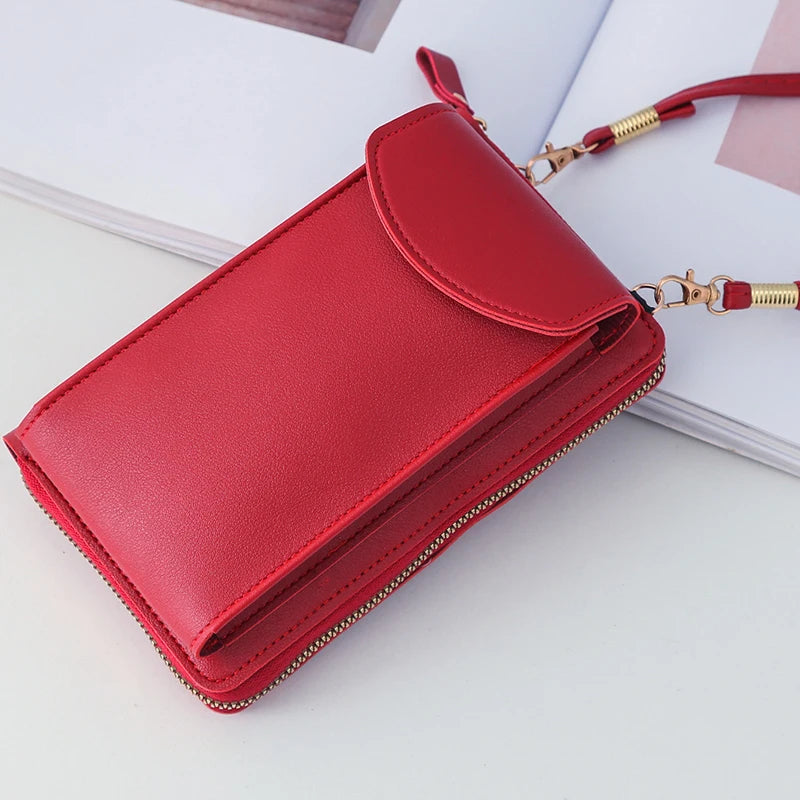 Fashion Women’s Small Crossbody Messenger Bag | Mini PU Leather Shoulder Purse | Elegant Ladies' Phone Handbag with Letter Detail | Versatile Solid Color Flap Clutch Luxegan