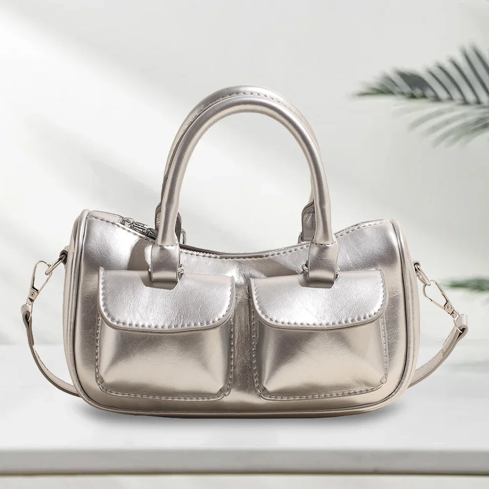 Women’s Small Top Handle Handbag | Premium PU Leather Adjustable Strap Crossbody Bag | Solid Color Casual Tote with Inner Zipper Pocket | Versatile Work & Travel Purse Luxegan