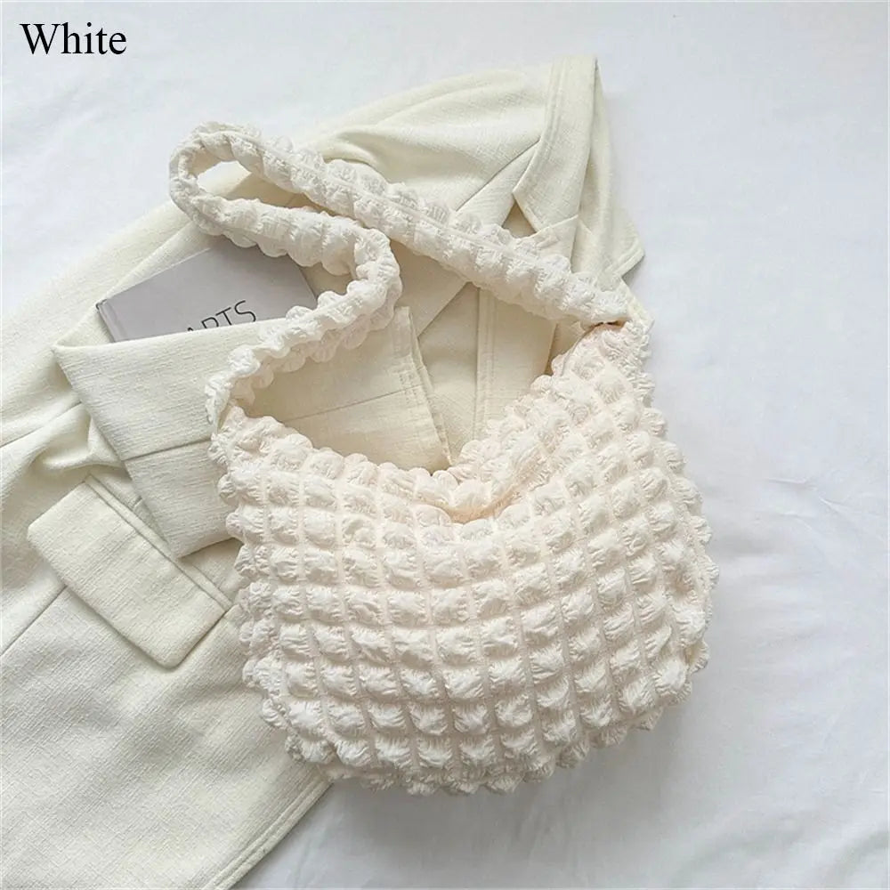 Quilted Pleated Puffer Tote Bag | Padded Shoulder Bag & Ruched Cloud Handbag Luxegan