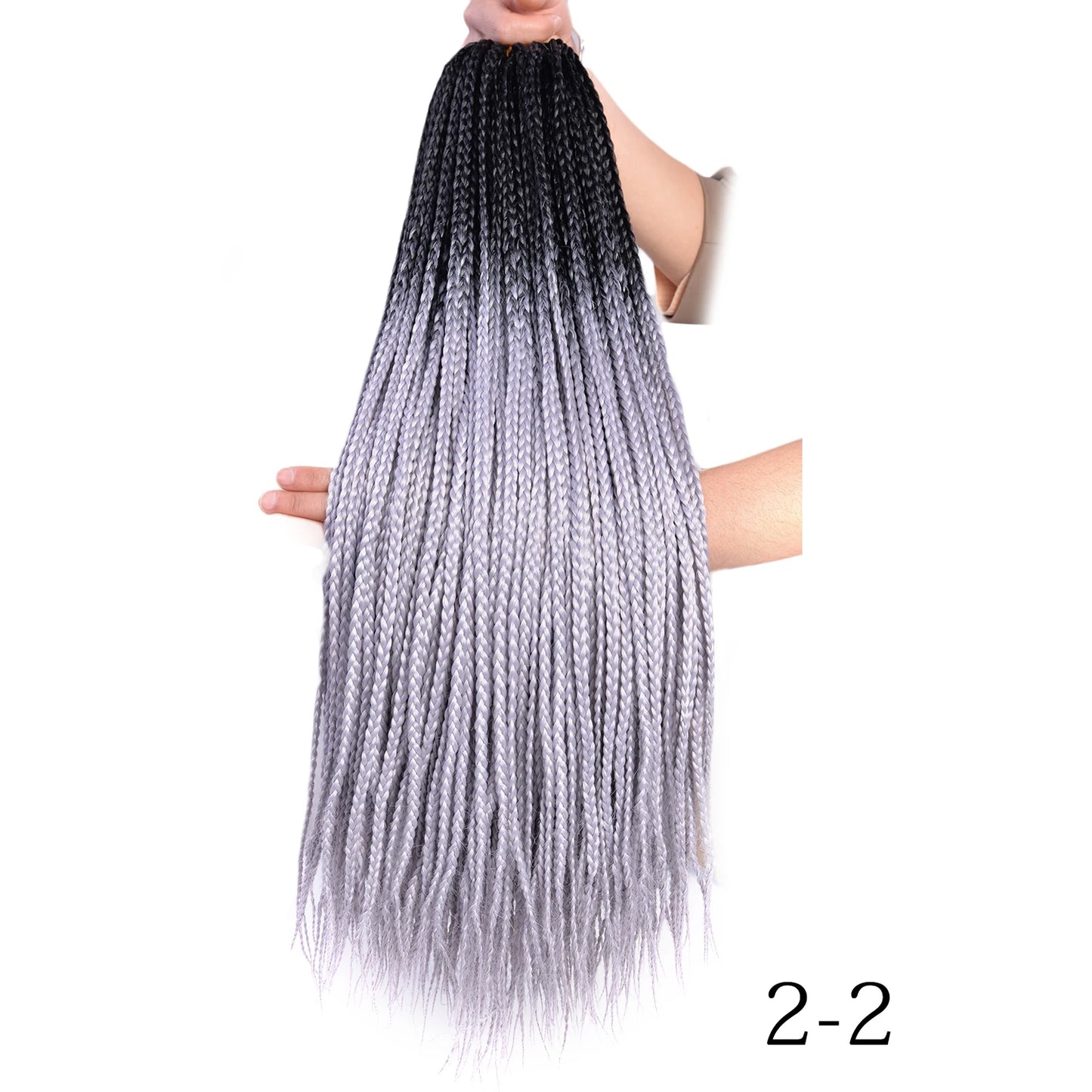 24-Inch Long Ombre Box Braids Crochet Hair - Pre-Looped Synthetic Braiding Hair Extensions - High Temperature Fiber 22 Strands/Pack Piano Color Crochet Braids for Women & Girls (27 Colors Available)