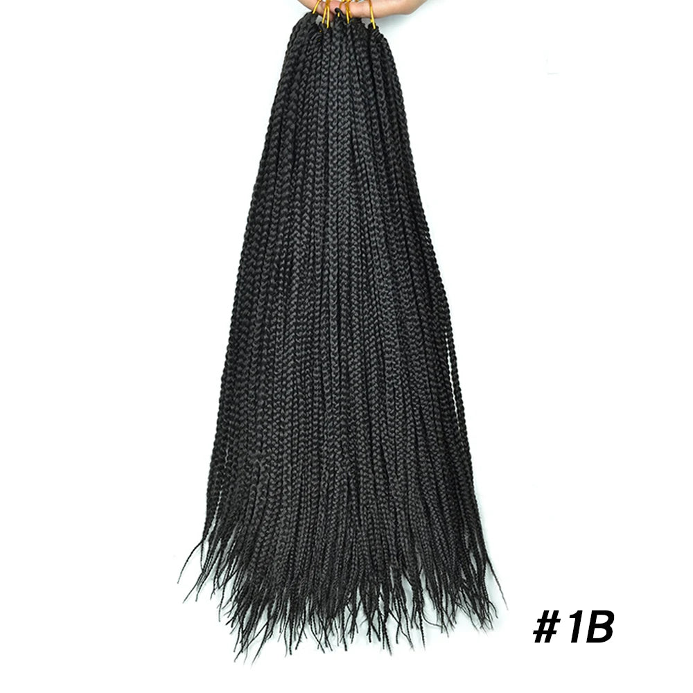 24-Inch Long Ombre Box Braids Crochet Hair - Pre-Looped Synthetic Braiding Hair Extensions - High Temperature Fiber 22 Strands/Pack Piano Color Crochet Braids for Women & Girls (27 Colors Available)
