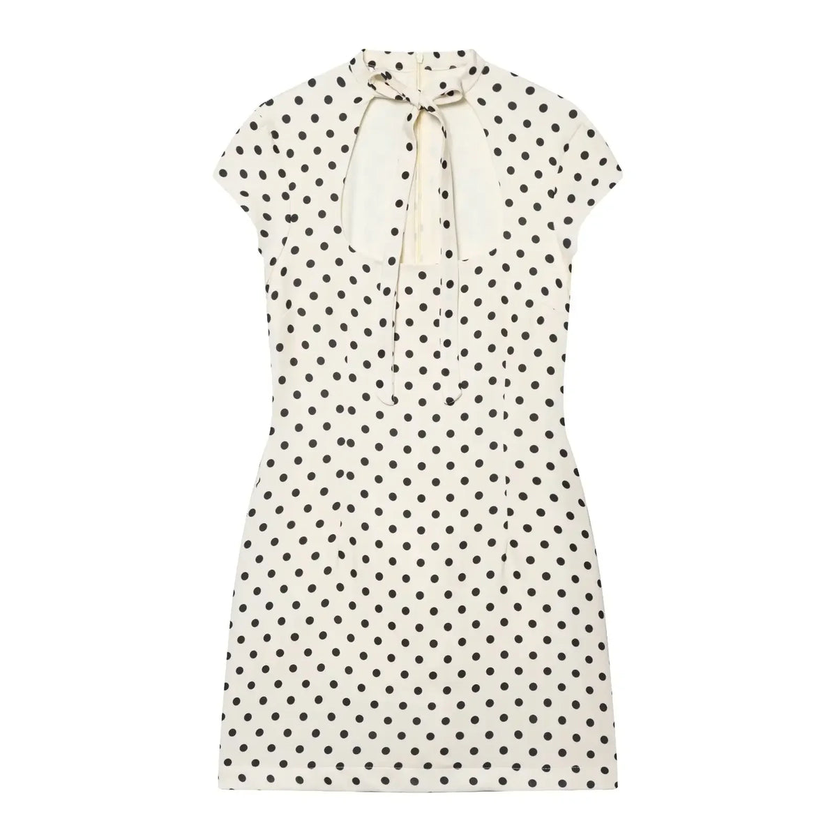 Polka Dot Lace-Up Short Sleeve Slim Straight Mini Dress – Summer Luxegan