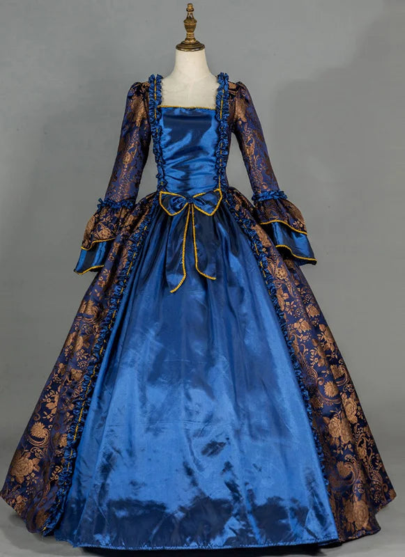 Victorian Renaissance Ball Gown – Square Neck, Flare Sleeve, Floor-Length, Empire Waist