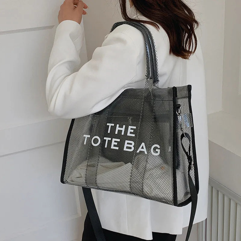 The Tote Bag for Women | Luxury Designer Clear Beach Bag & Summer Crossbody | Fashion Pink PVC Shopper & Handbag