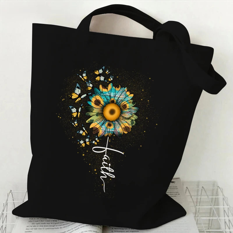 "Spread Kindness" Sunflower Bee Canvas Tote Bag | Versatile Underarm Shoulder Handbag for Commuter, Work & Student Luxegan