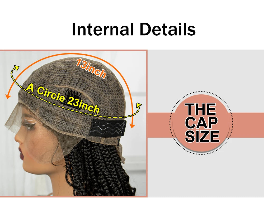 Full Lace Braided Lace Wigs Synthetic Knotless Box Braided Lace Wig with Curly Ends for Black Women Kinky Curly Braided Bob Wig Luxegan