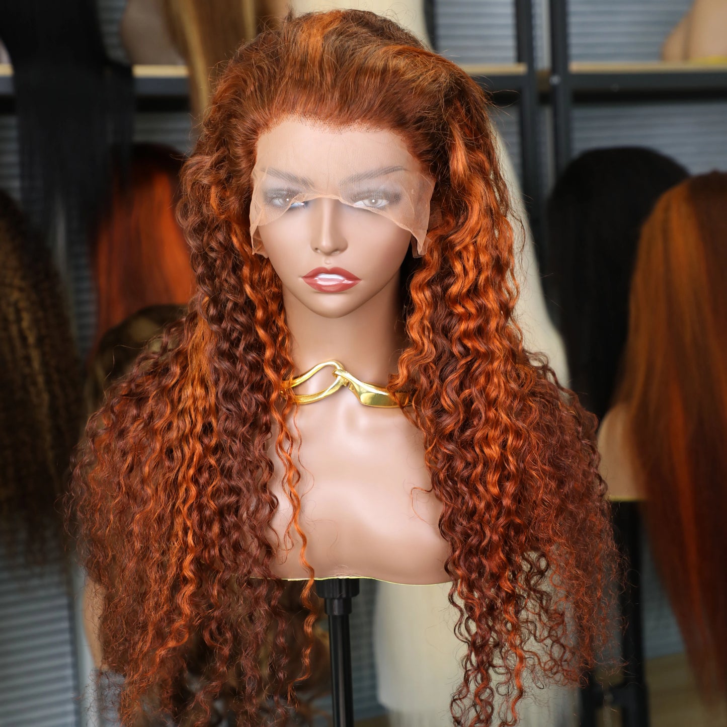 30-Inch Orange Ginger Deep Wave Frontal Wig | Sophisticated 13x6 HD Transparent Swiss Lace | Elegant Vietnamese Human Hair | "Dignified" Long Remy Curly Wig for Vibrant Versatile Styling Luxegan